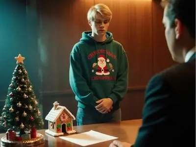 christmas shoplifter infront of Judge