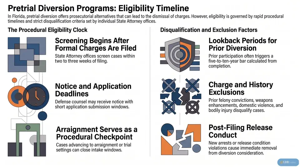Infographic: Pretrial Diversion Programs: Eligibility Timeline